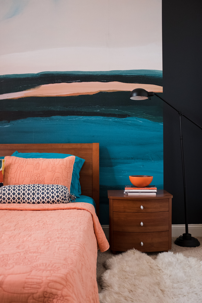 Guest Bedroom Receives an Update With Minted Wall Mural