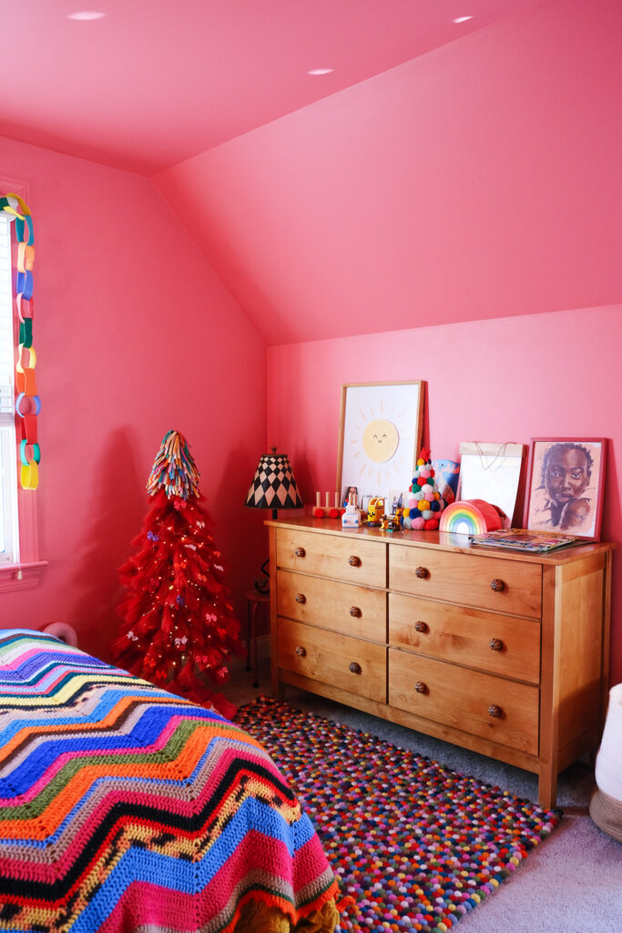 pink wall in kid's room