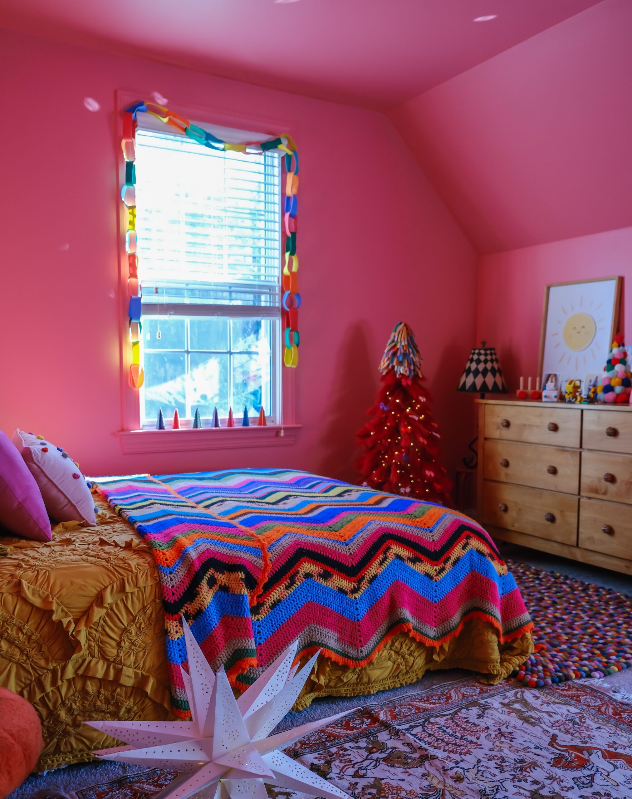 colorful Christmas decor in child's room