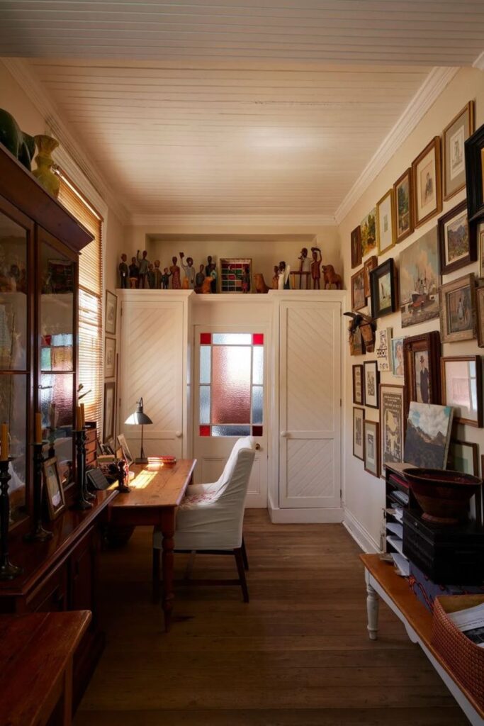 office with art and collectibles