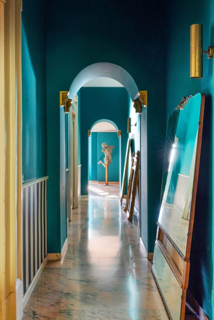 a color drenched hallway