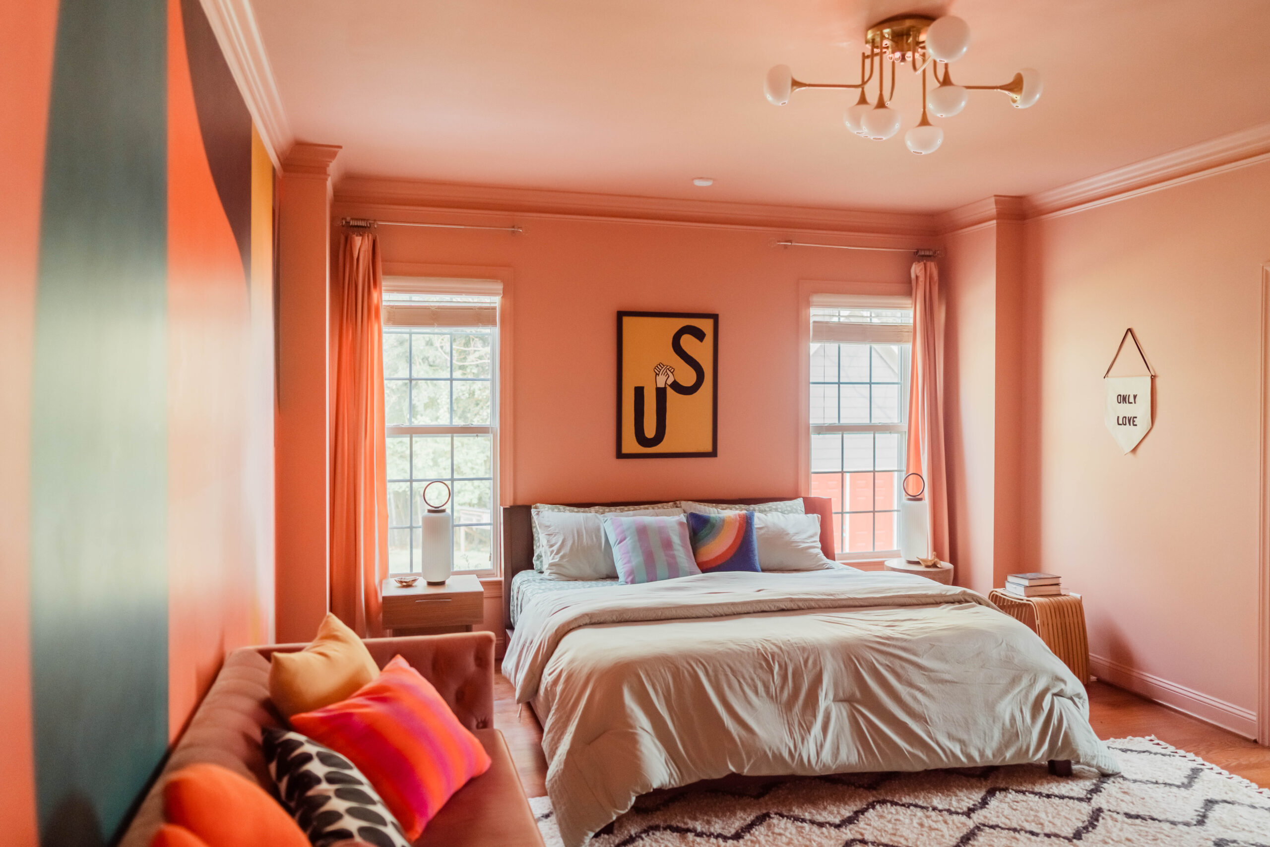 Color drenched bedroom in delightful color