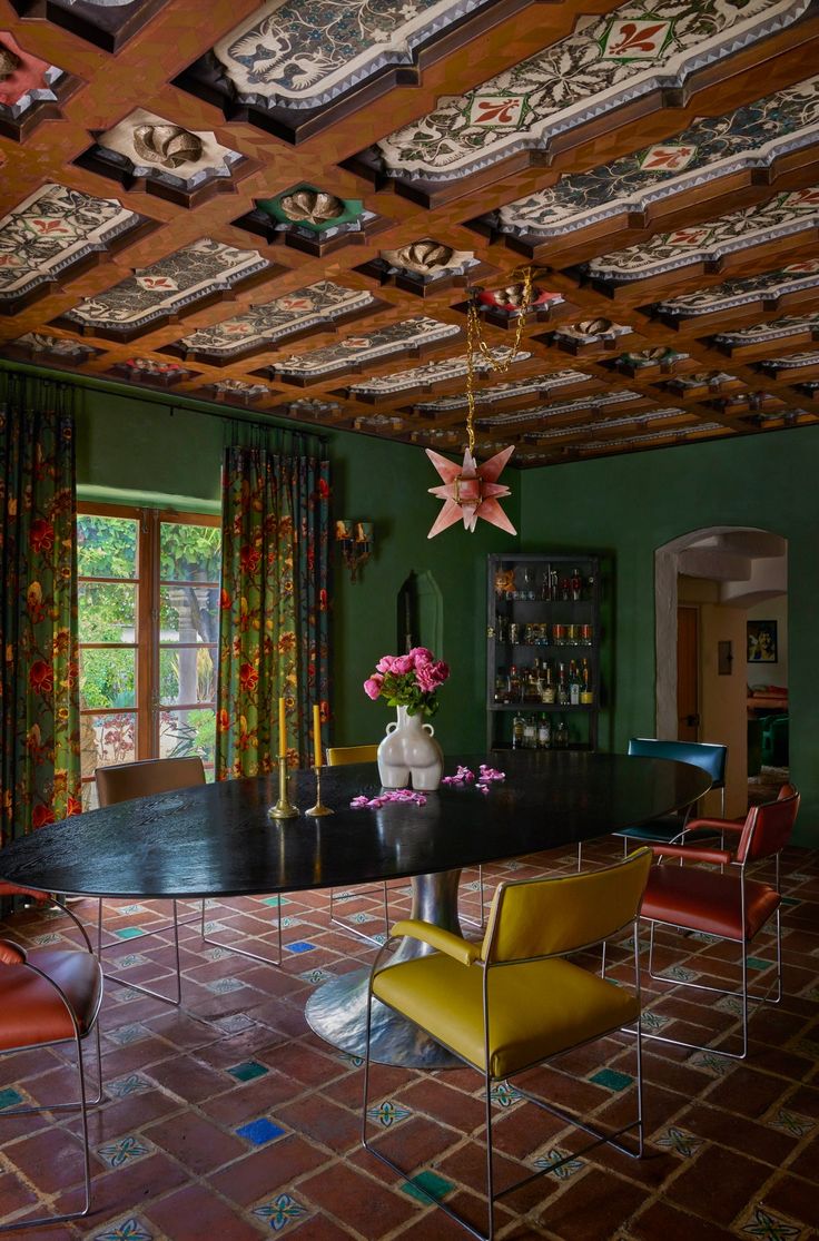 moody and colorful dining room