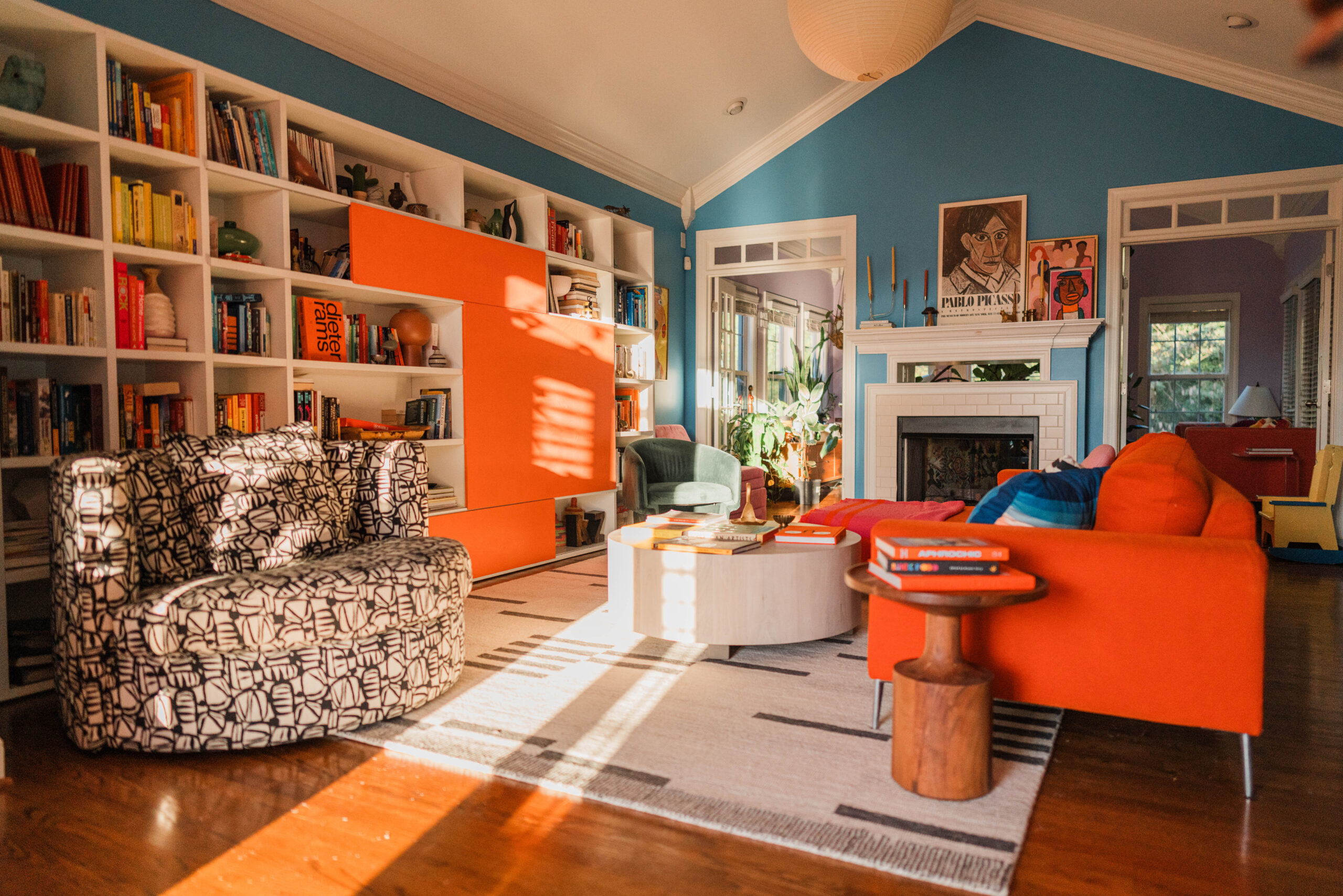 delightfully colorful and bold living room