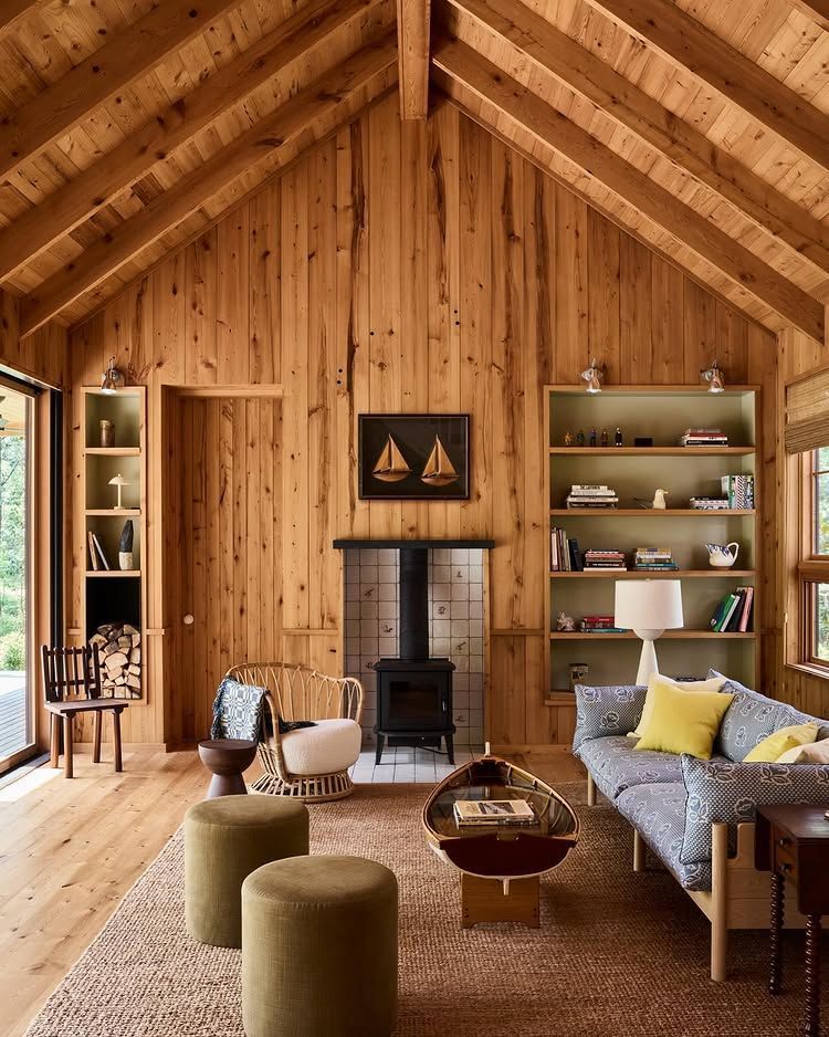 living room with organic details designed by Mother Studio