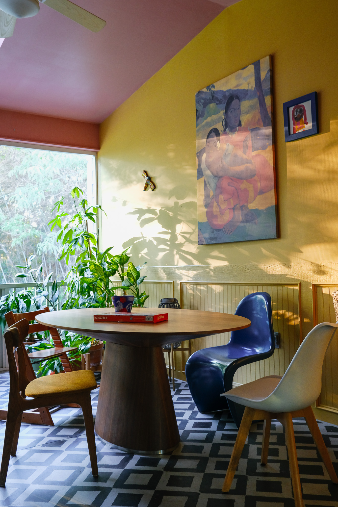 butter yellow and pink porch