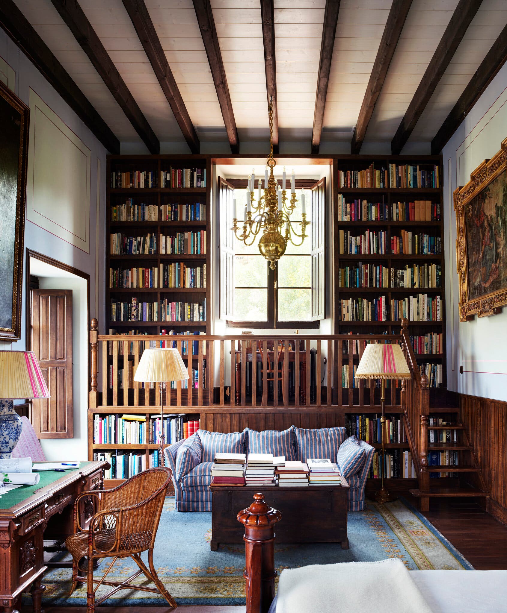 living room, library, bookshelf, books